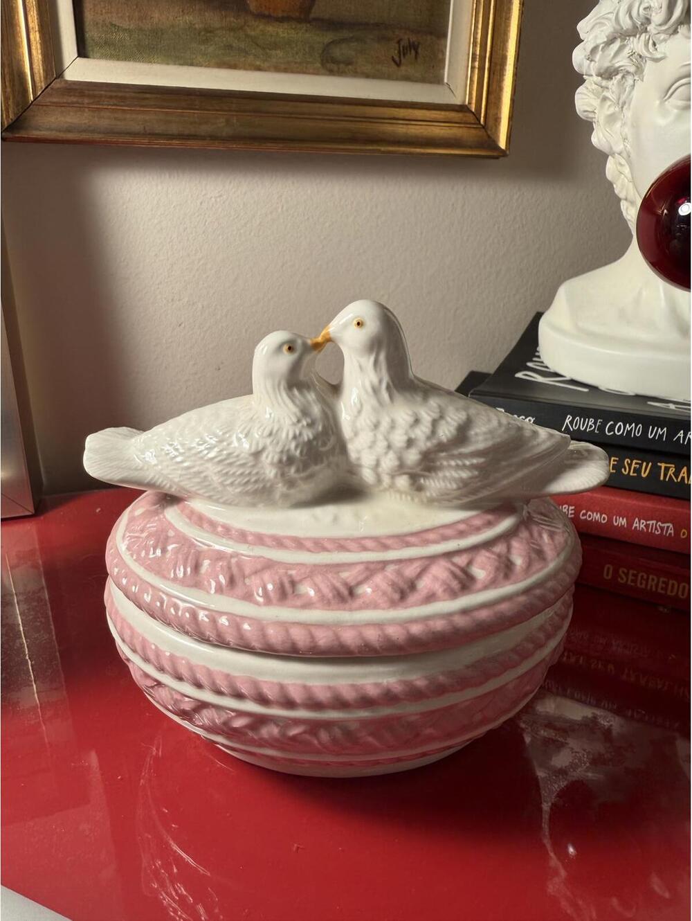 Love Birds Vintage Porcelain Covered Bowl cod39